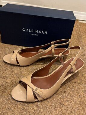 Cole Haan Nude Patent Slingback Heels